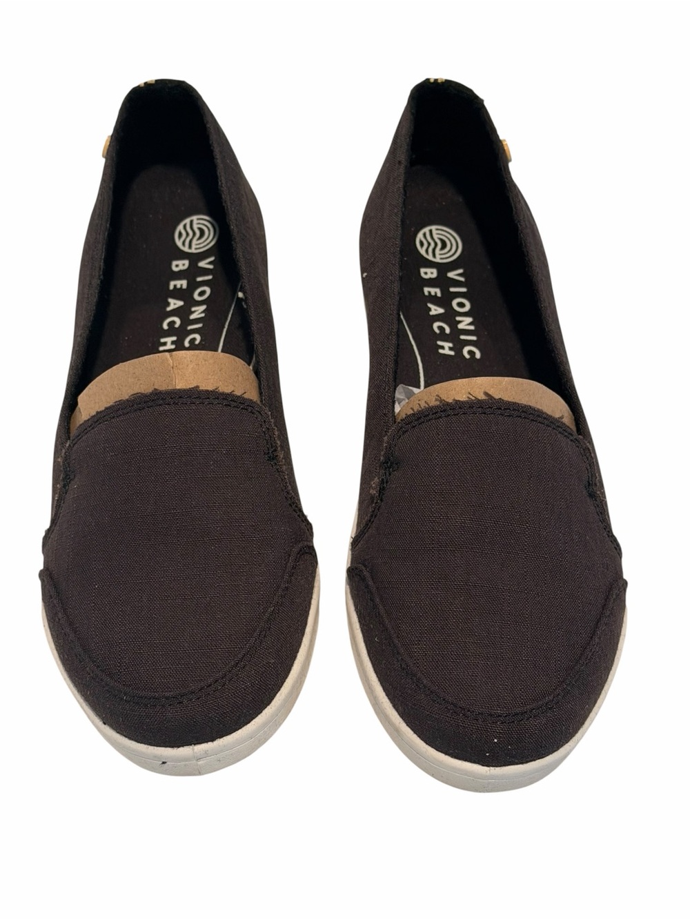 Vionic Beach Manzanita Black Canvas Slip On Comfort Shoes Size 7